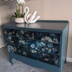 Chest of drawers with Heartfelt decoupage and Rustoleum paint in teal