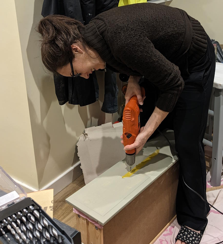 drilling new holes in drawers for hardware